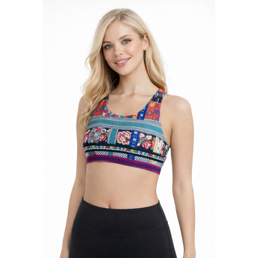Johnny Was Active Reversible Sports Bra XS Beatrice Bee Boho Festival Crop Top